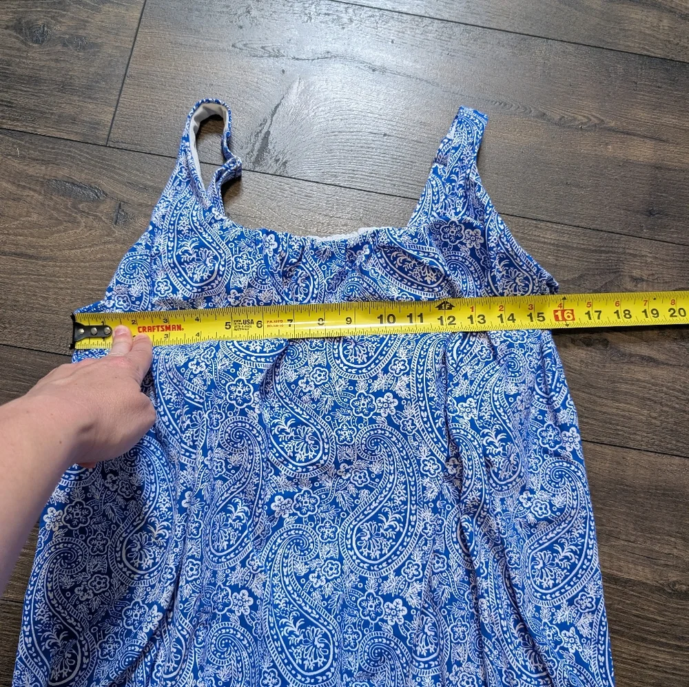 Lands' End Blue Paisley Swim Top‎ Size 14D